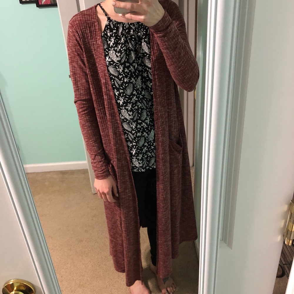Long burgundy lularoe cardigan